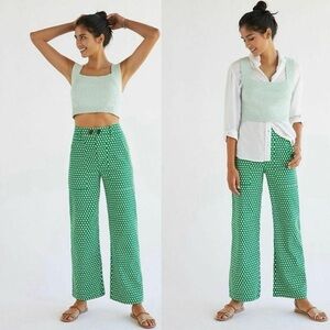 Anthropologie Colette Wide leg green clover Pant ☘️
